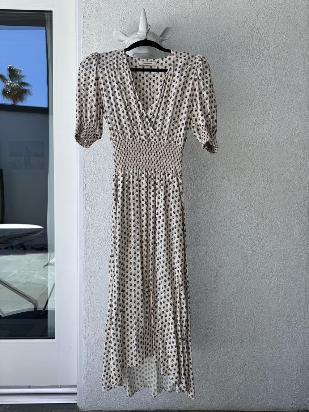 Cream Floral Maxi Dress with Smocked Waist